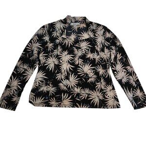 Simonton Says Top Rhinestones Floral Black White Bling Elegant Womens Medium
